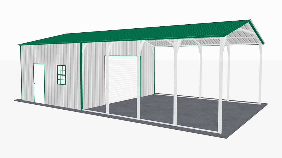 20x36 Vertical Roof Utility Carport 20x36_vertical_roof_utility_carport_left
