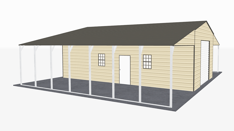 44x36 A-Frame Roof Continuous Barns 20x36_a-frame_roof_continuous_barns_left