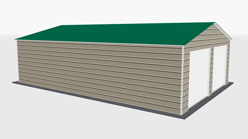 Residential Style 24x35' Metal Garage with 140 MPH/30 PSF certification. This 24' wide and 35' long Residential style garage has enclosed walls with roll-up door(s). This carport garage building is built with 2.5" 14 Gauge Galvanized Tubing.