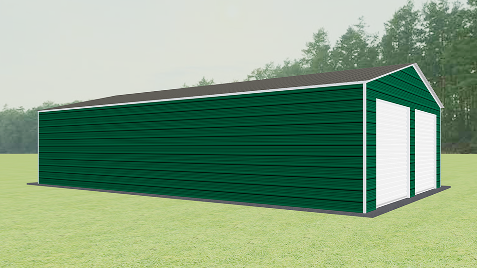 Protect your cars, boats, trucks, & other vehicles from harsh weather with this 24 feet wide double car enclosed steel garage suitable for 2 cars.