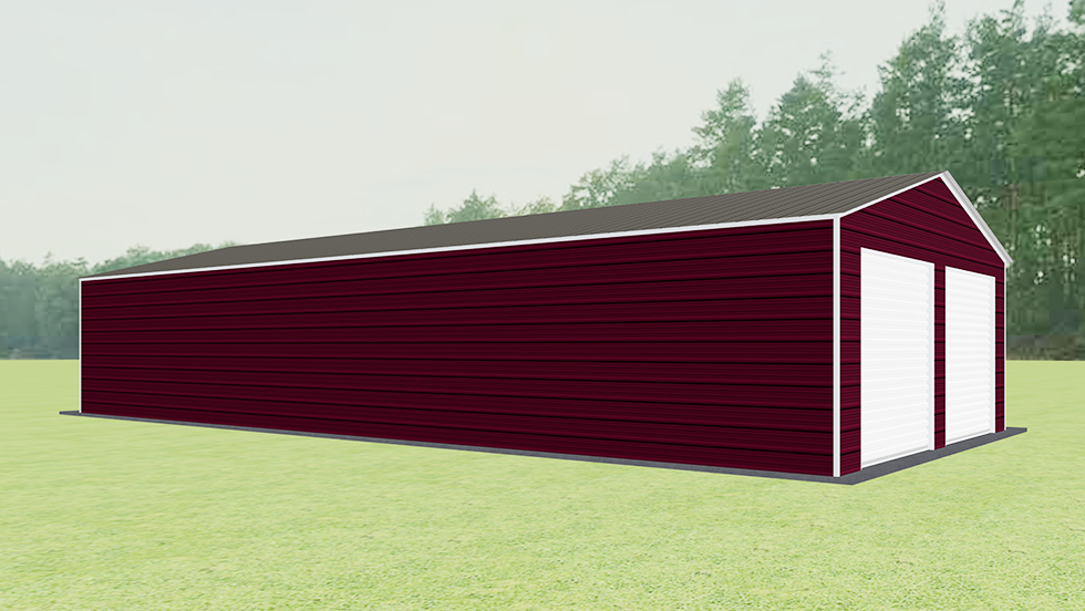 Residential Style 24x50' Metal Garage with 140 MPH/30 PSF certification. This 24' wide and 50' long Residential style garage has enclosed walls with roll-up door(s). This carport garage building is built with 2.5" 14 Gauge Galvanized Tubing.
