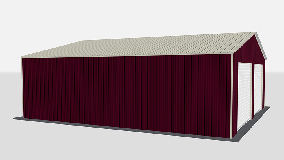 All Vertical Style 28x30' Metal Garage with 140 MPH/30 PSF certification. This 28' wide and 30' long all vertical style garage has vertically enclosed walls with roll-up door(s). This carport garage building is built with 2.5" 14 Gauge Galvanized Tubing.