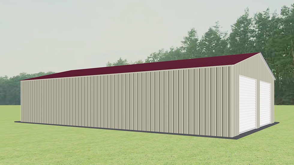 All Vertical Style 28x45' Metal Garage with 140 MPH/30 PSF certification. This 28' wide and 45' long all vertical style garage has vertically enclosed walls with roll-up door(s). This carport garage building is built with 2.5" 14 Gauge Galvanized Tubing.