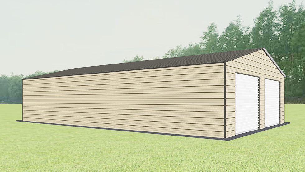 Residential Style 28x45' Metal Garage with 140 MPH/30 PSF certification. This 28' wide and 45' long Residential style garage has enclosed walls with roll-up door(s). This carport garage building is built with 2.5" 14 Gauge Galvanized Tubing.