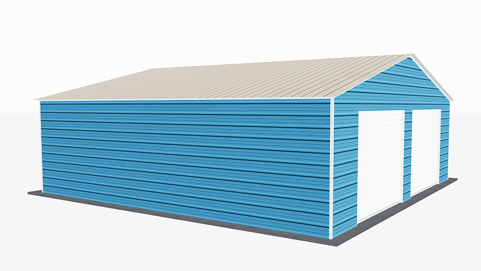 Residential Style 30x30' Metal Garage with 140 MPH/30 PSF certification. This 30' wide and 30' long Residential style garage has enclosed walls with roll-up door(s). This carport garage building is built with 2.5" 14 Gauge Galvanized Tubing.